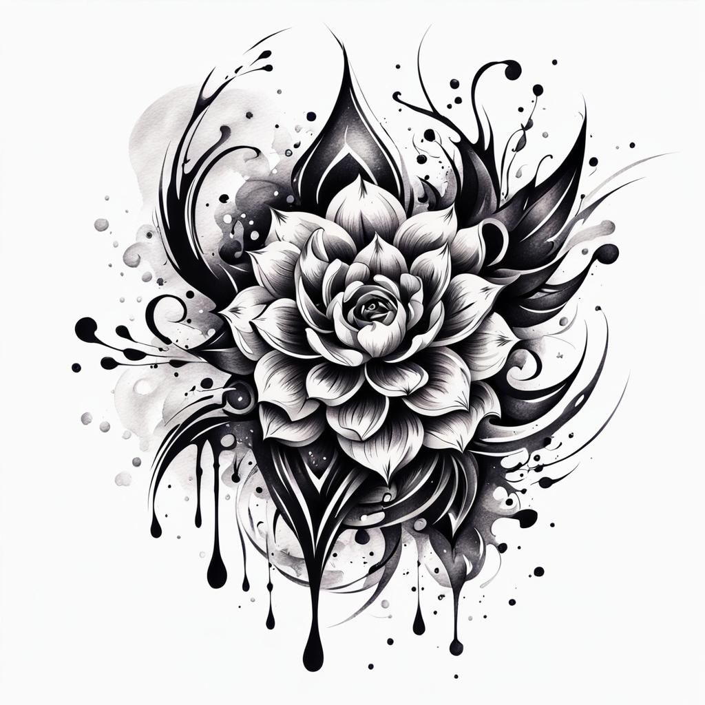 Abstract Tattoo Sketch Design in Black Ink