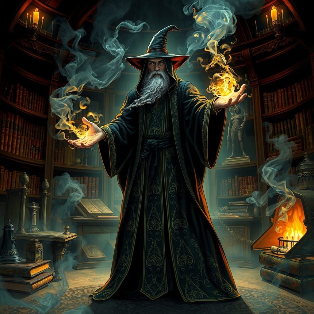 Mystical Magician Conjures Abracadabra in a Haunting, Dreaml...