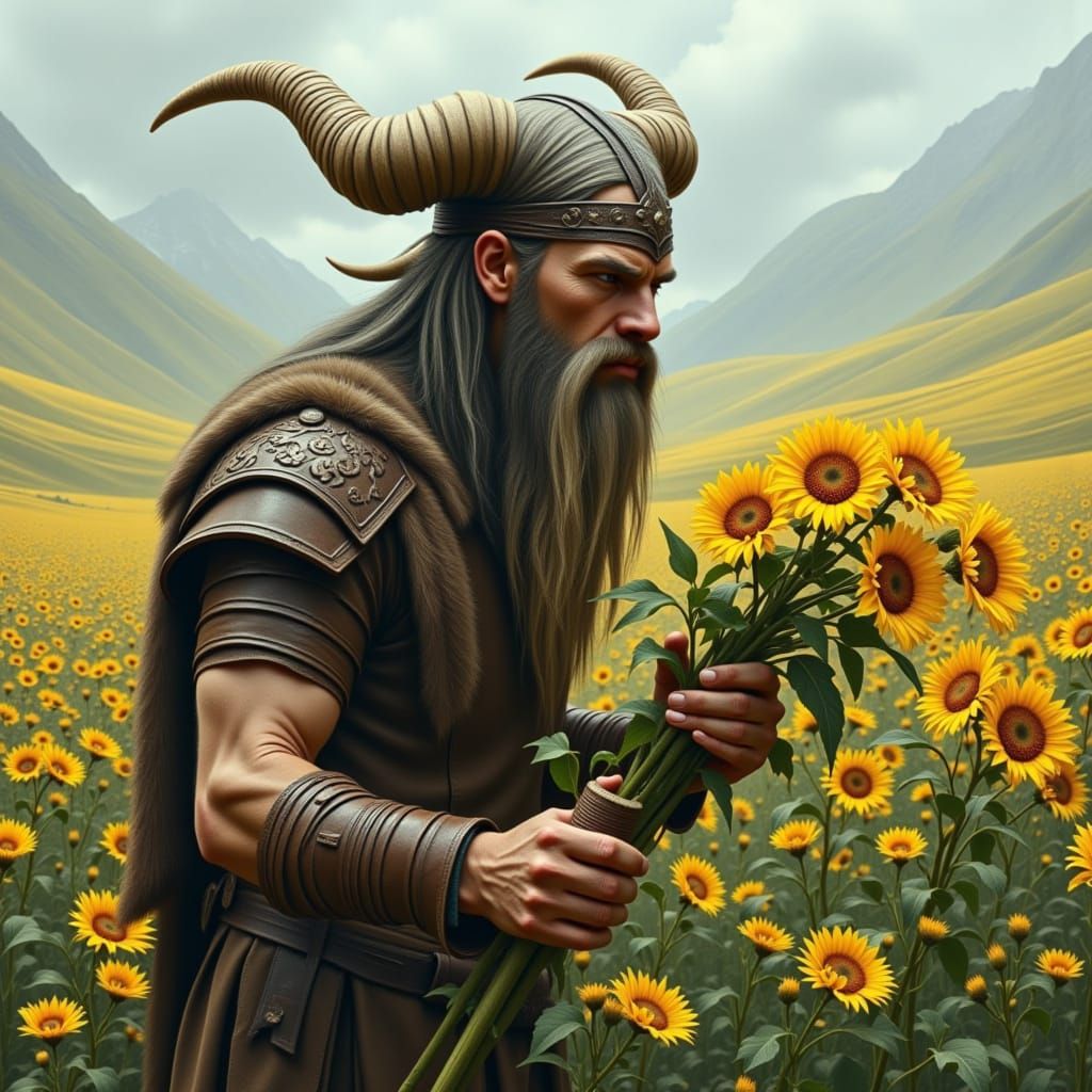 Gentle Giant Happily Picks Flowers