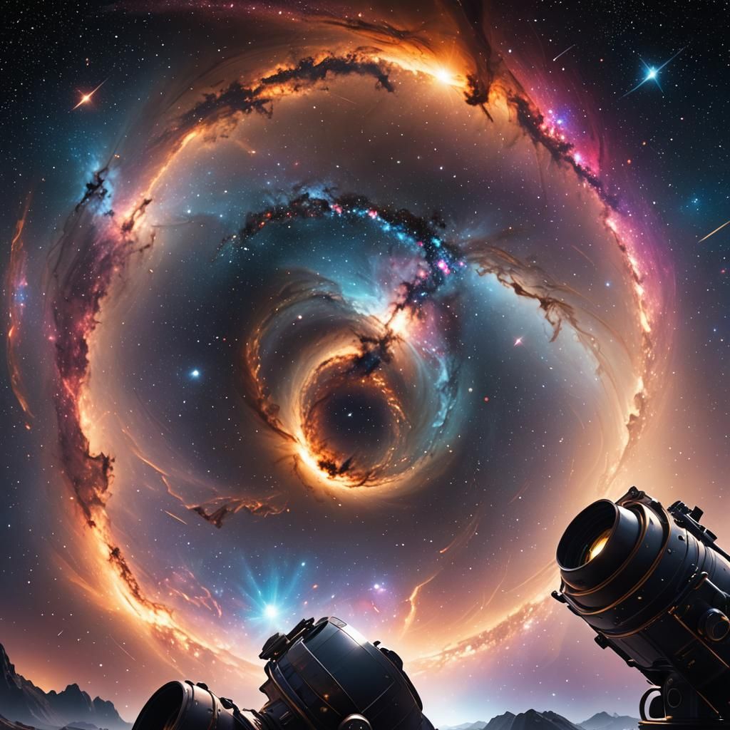 Galactic Shooting Stars Through Telescope Lens in Dreamlike ...