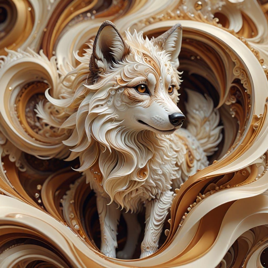 Abstract Wolf in Cosmic Silk Art