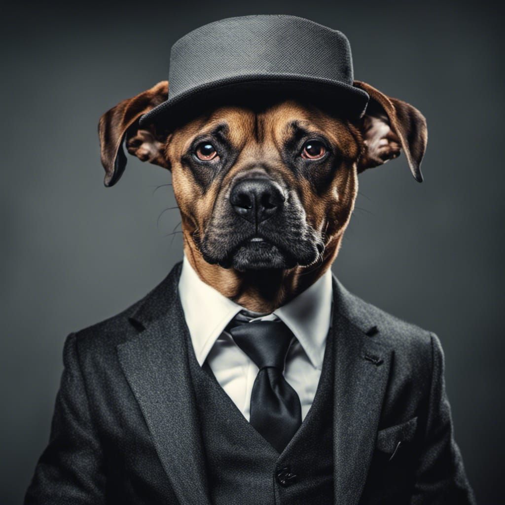 Hyperrealistic Portrait of a Gangster Dog