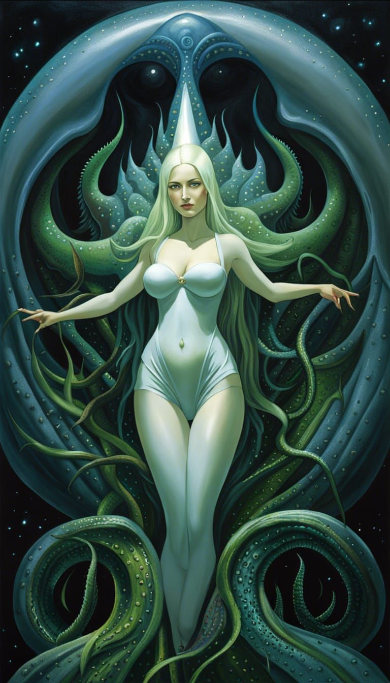 Gothic Horror Portrait of Alien Mutant Priestess