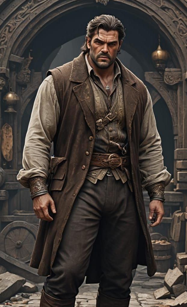 Detailed Matte Painting of a Brown-Haired Man