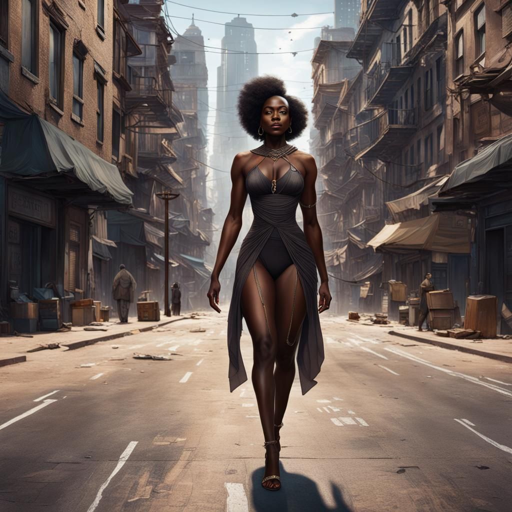 Confident Woman in Future Cityscape