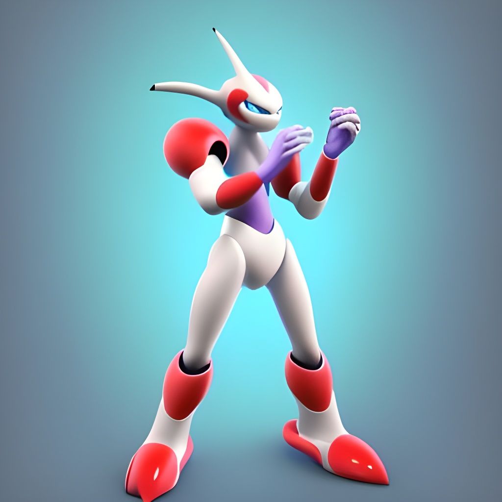 Mewtwo as Megaman: 3D Digital Art