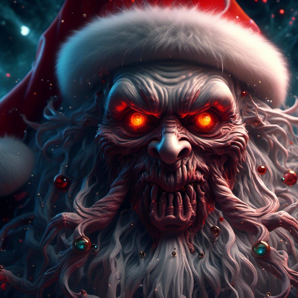 Demonic Santa Claus in Lovecraftian Horror Style