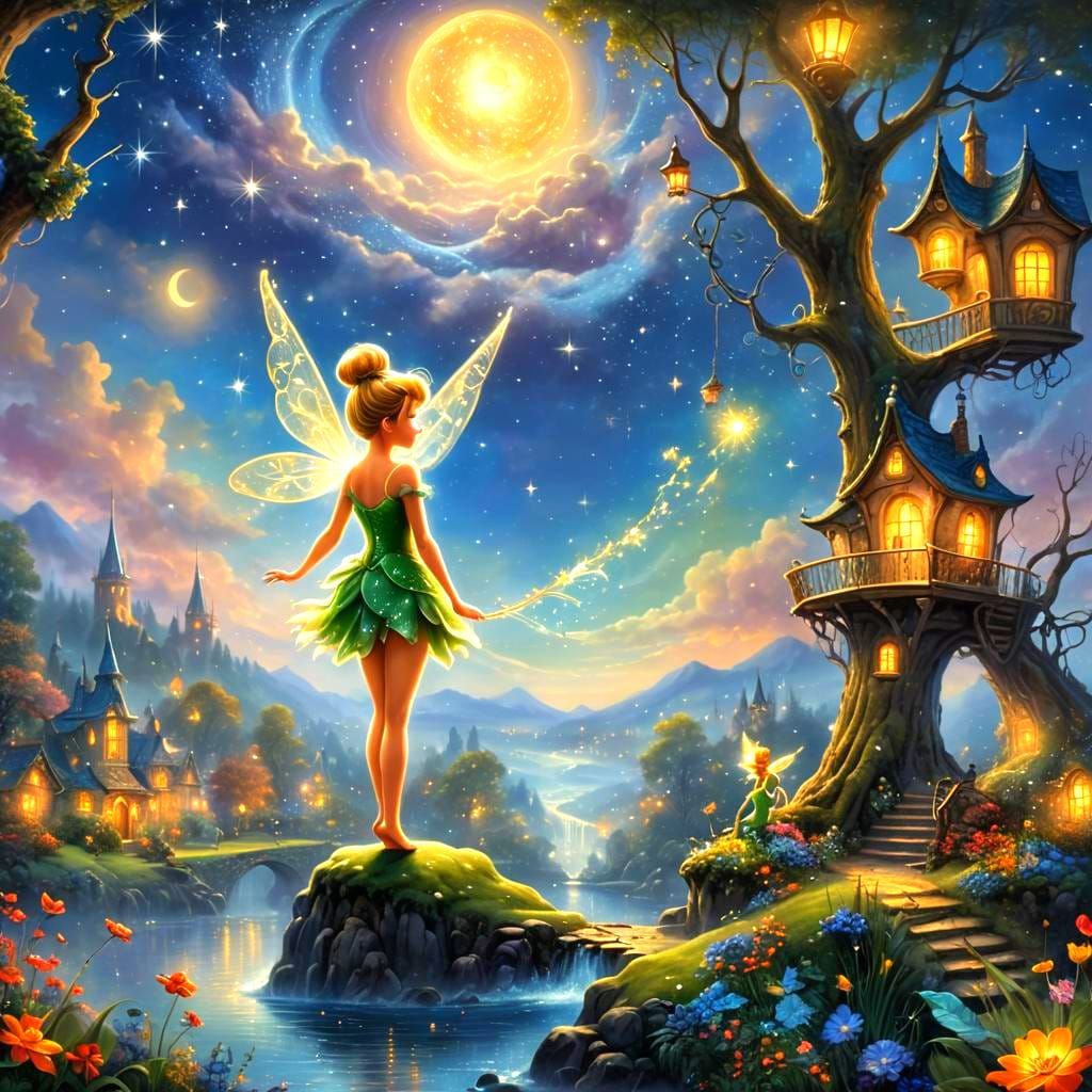 Tinker Bell in Starry Night Surrealism