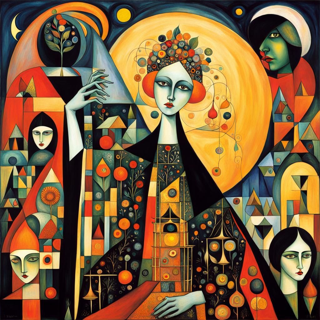 Psychedelic Gothic Goddess in Surrealist Anime Style