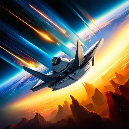 Battlestar Galactica Spaceship in Cosmic Storm