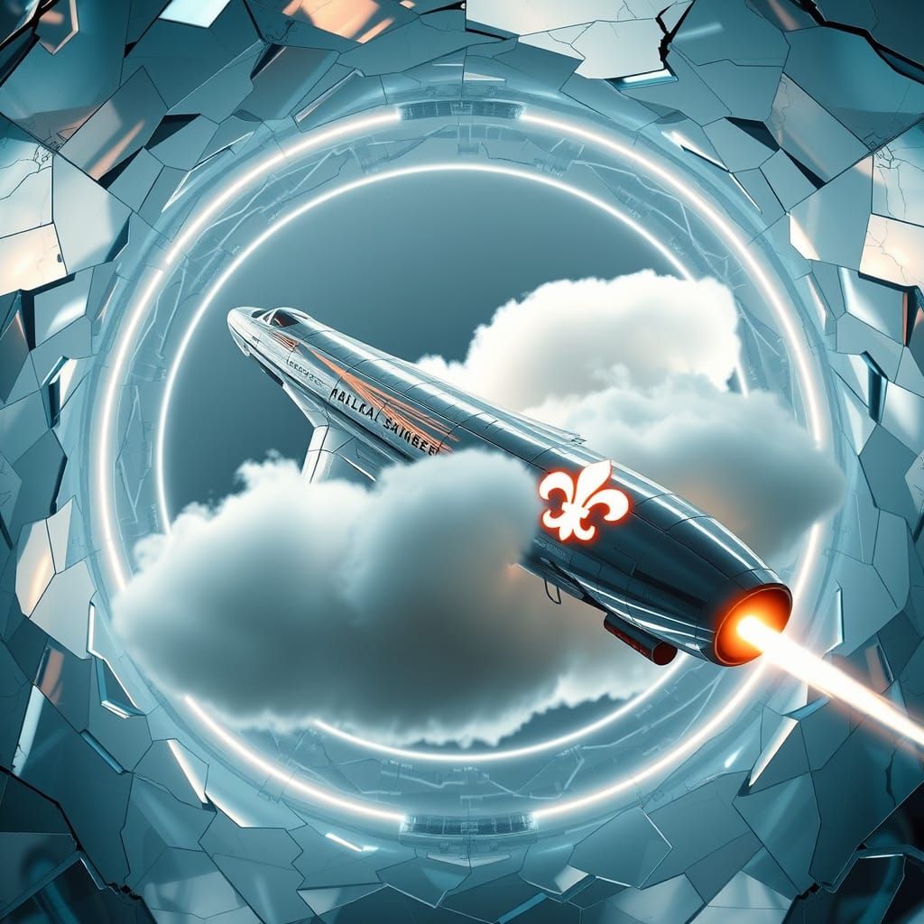 Cyberpunk Space Shuttle in Fractured Crystal Portal