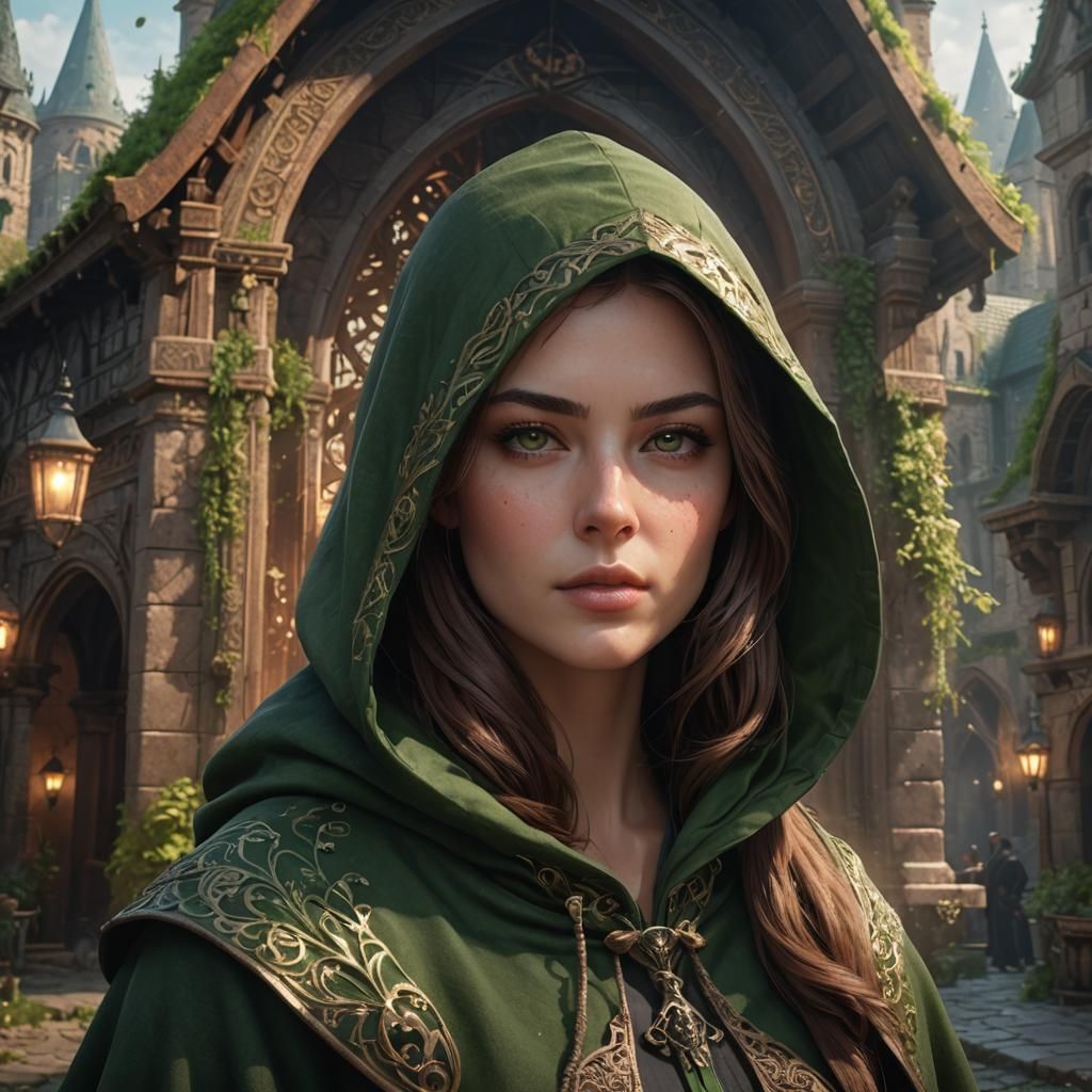 Girl with Hooded Cloak: Fantasy Concept Art