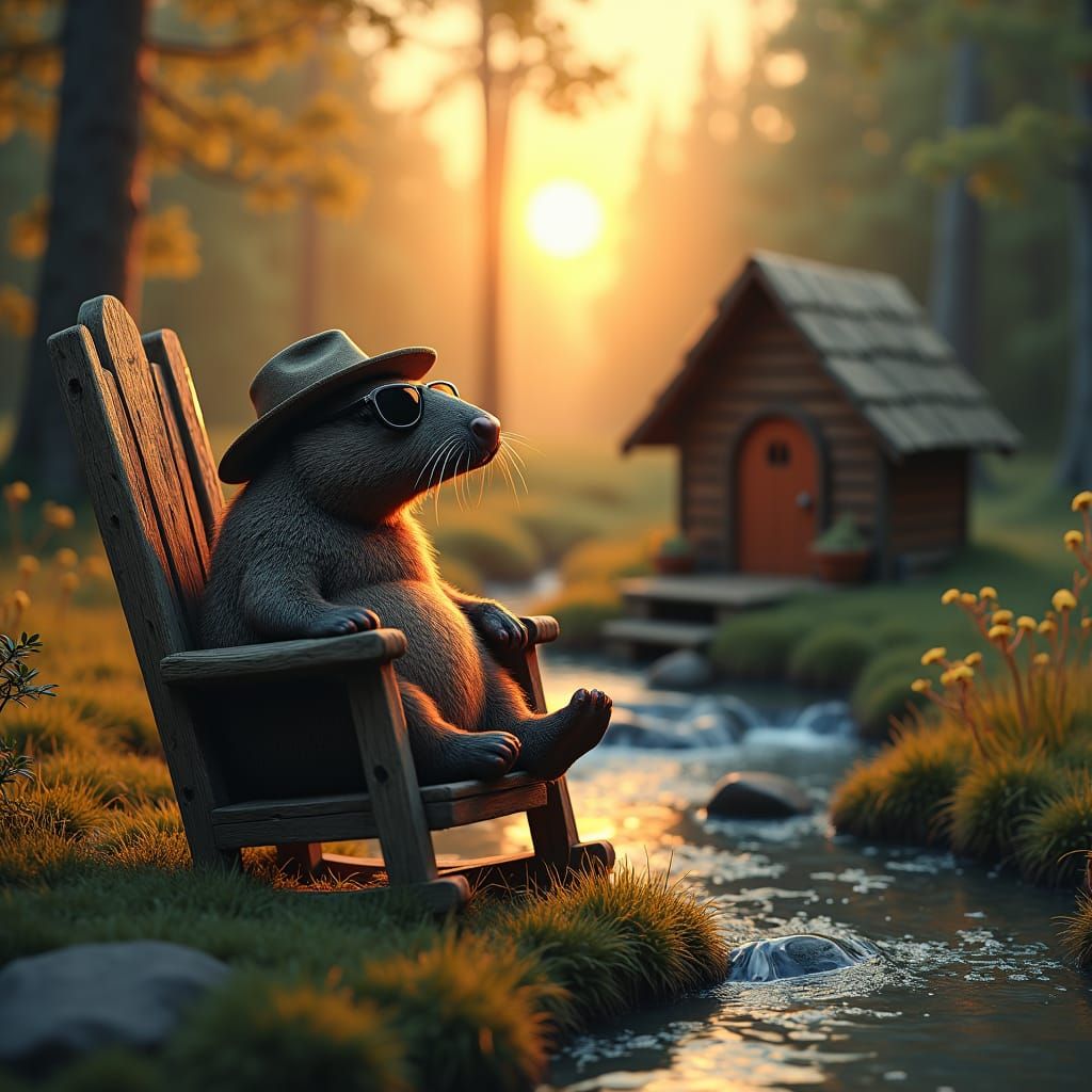 Platypus in Fedora Gazing at Forest, Fantasy Concept Art