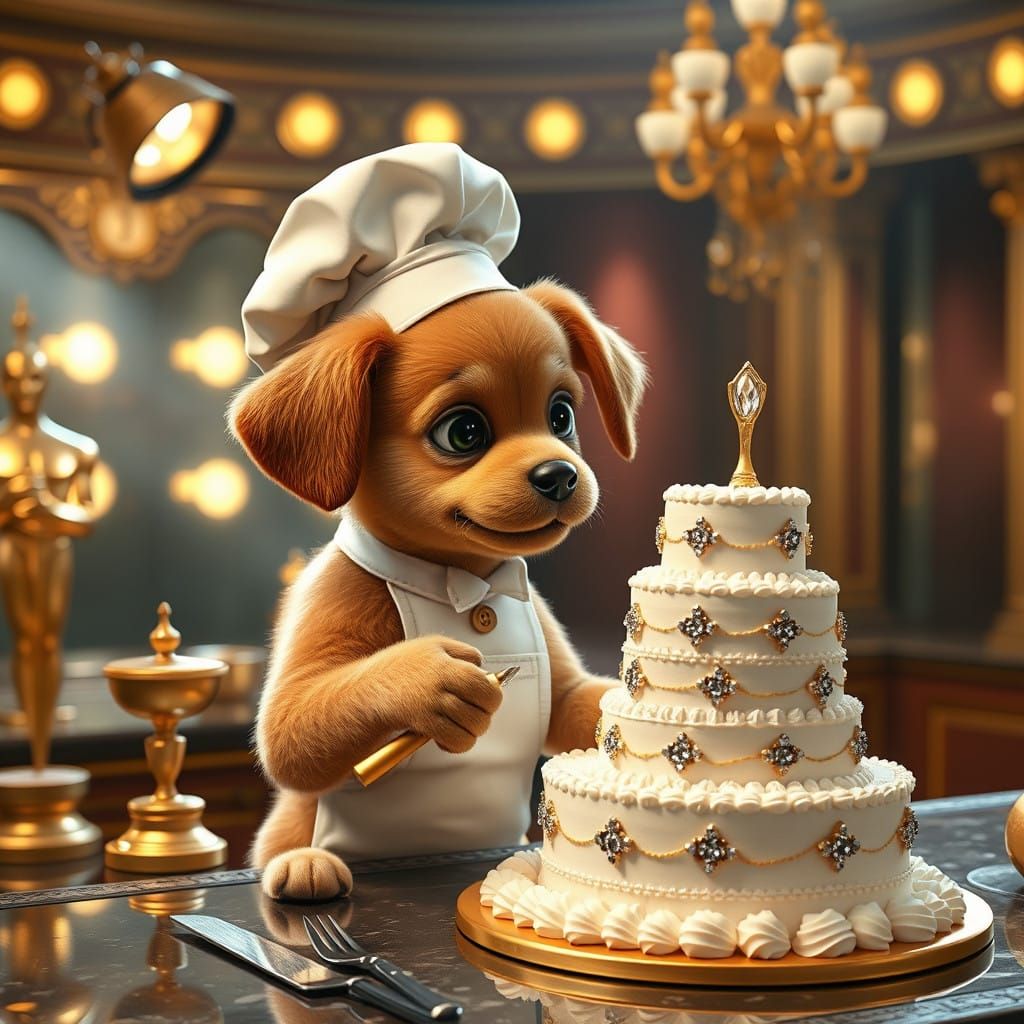 Puppy Chef Creates Whimsical Wedding Cake Masterpiece