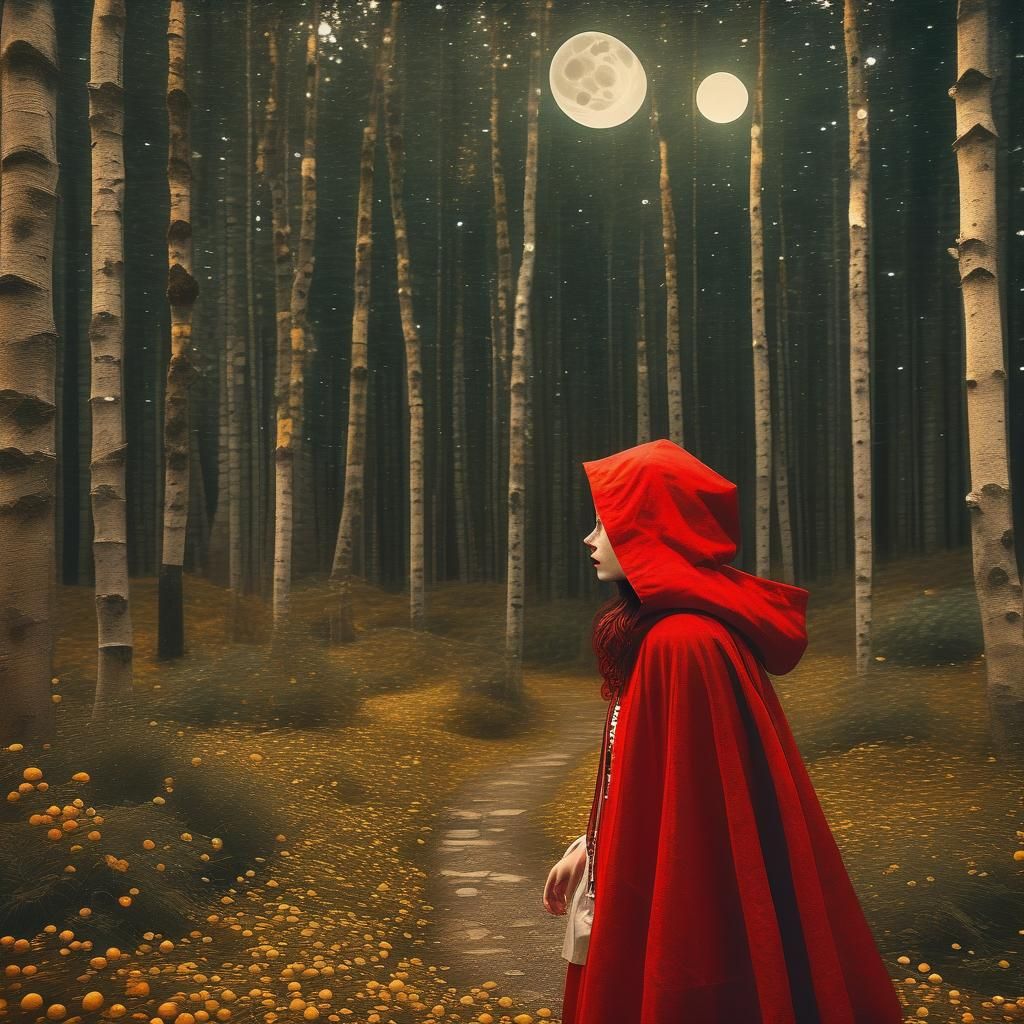 Little Red Riding Hood in Art Nouveau Style