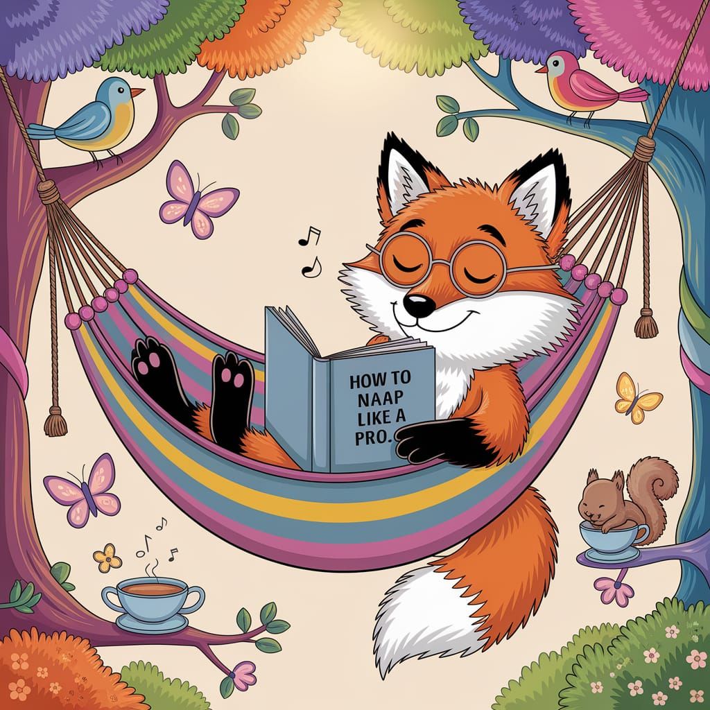 Fox in Hammock: A Magical Forest Afternoon