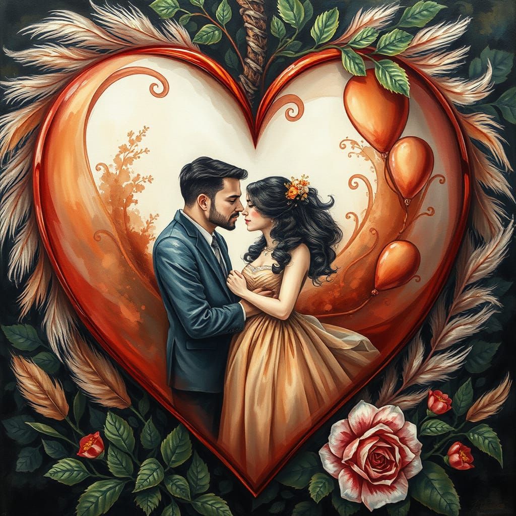 Elegant Lovers in a Tender Heart
