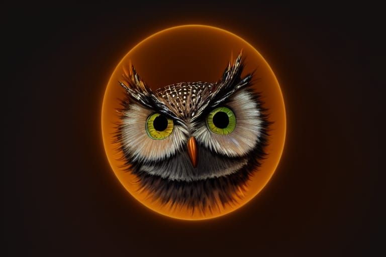 Glittering Freckled Owl on Boat: 3D Marvel Style