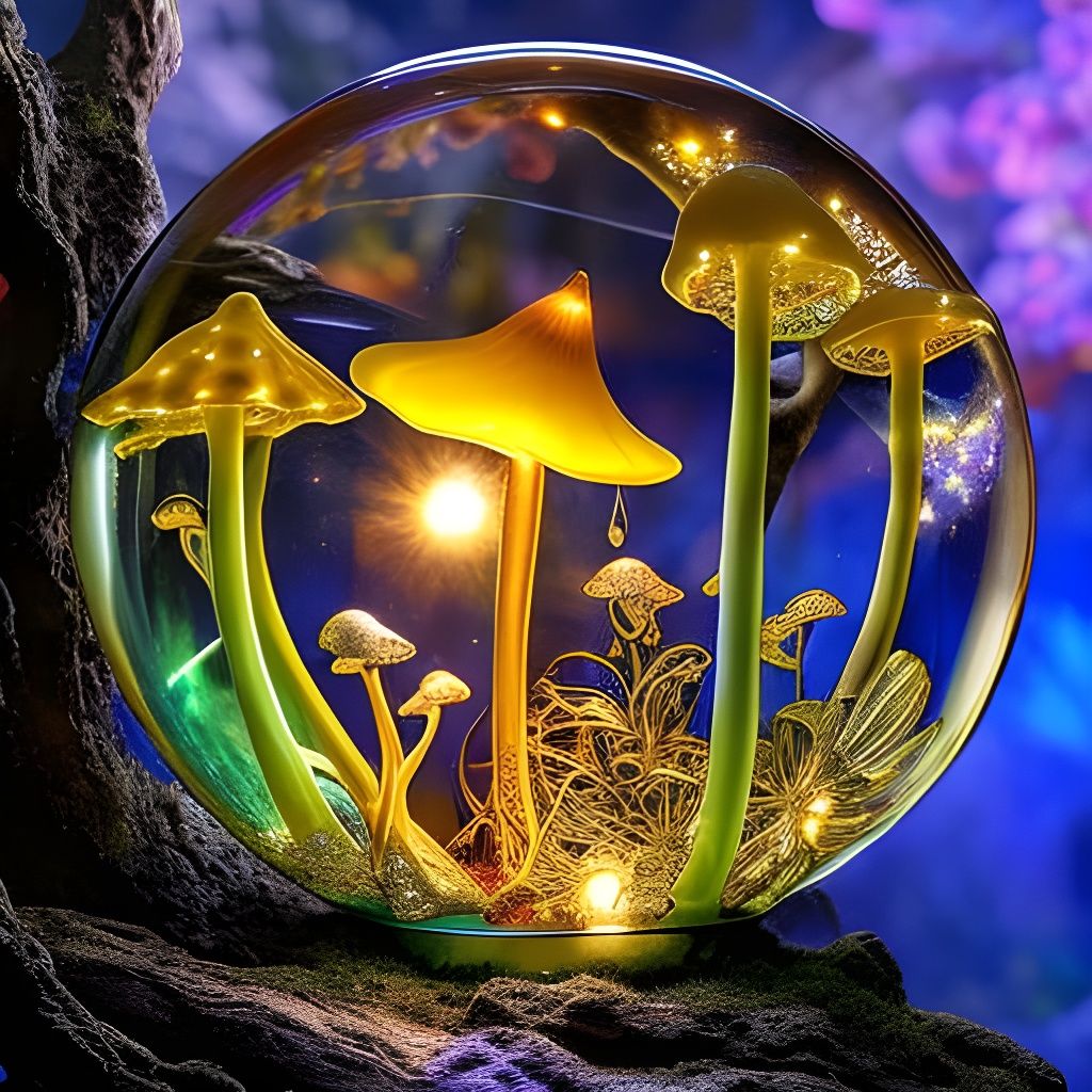Elvish Mushroom Nightlight: Stained Glass Sculpture