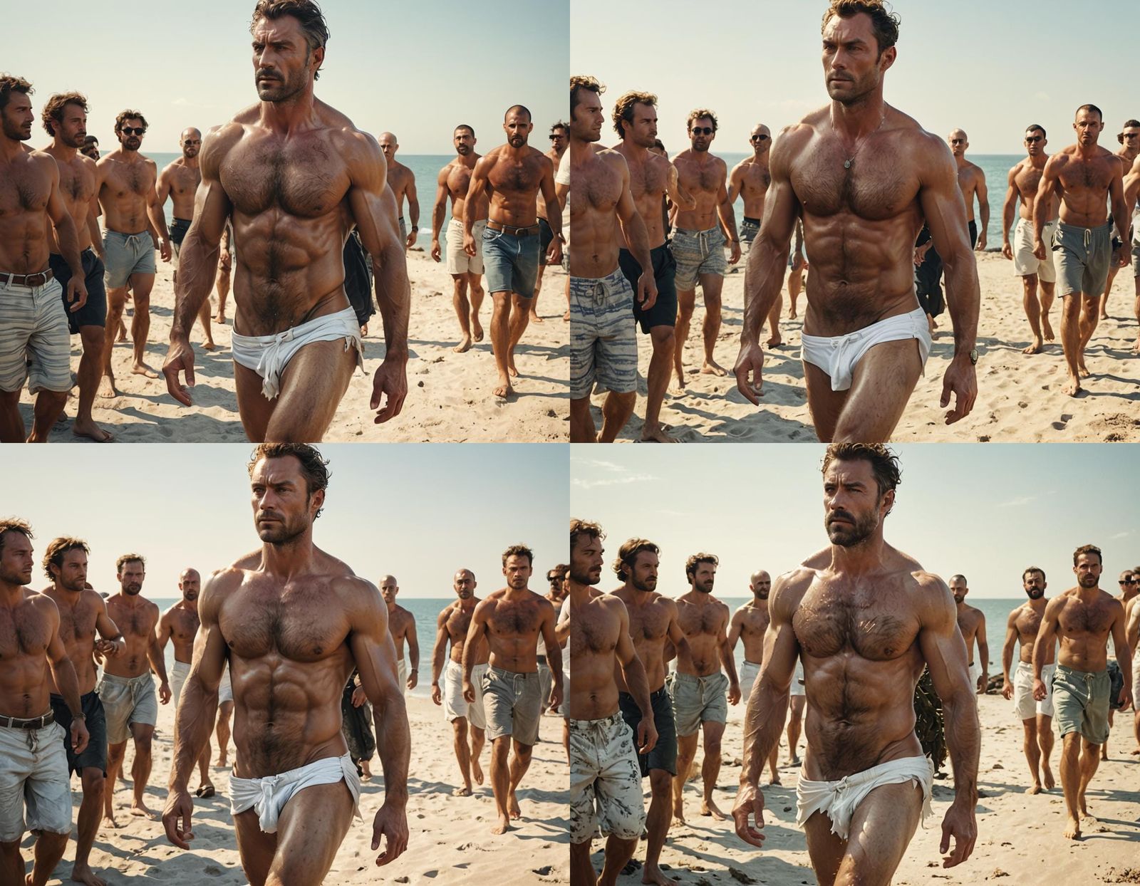 Sun-Kissed Seaside Stroll: A Study in Sensual Realism