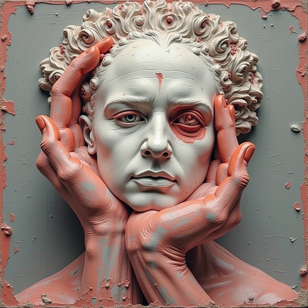 Expressive Red Sculpture in Painterly Style