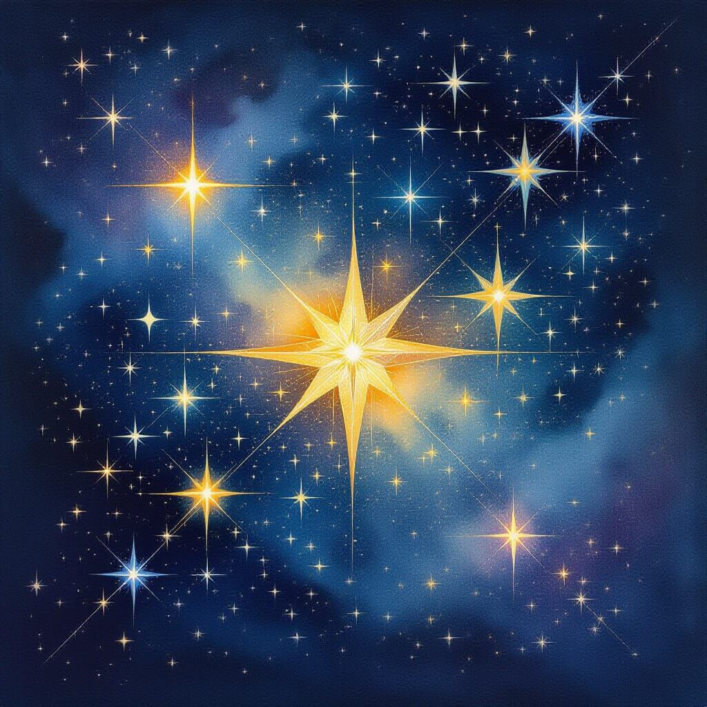 Watercolor Star Map With Ethereal Light