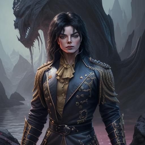 Michael Jackson Detailed Matte Painting in Deep Color