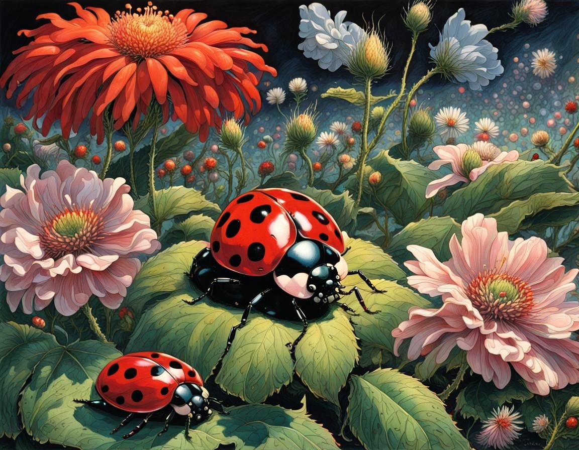 Giant Ladybug Attack in Sci-Fi Style