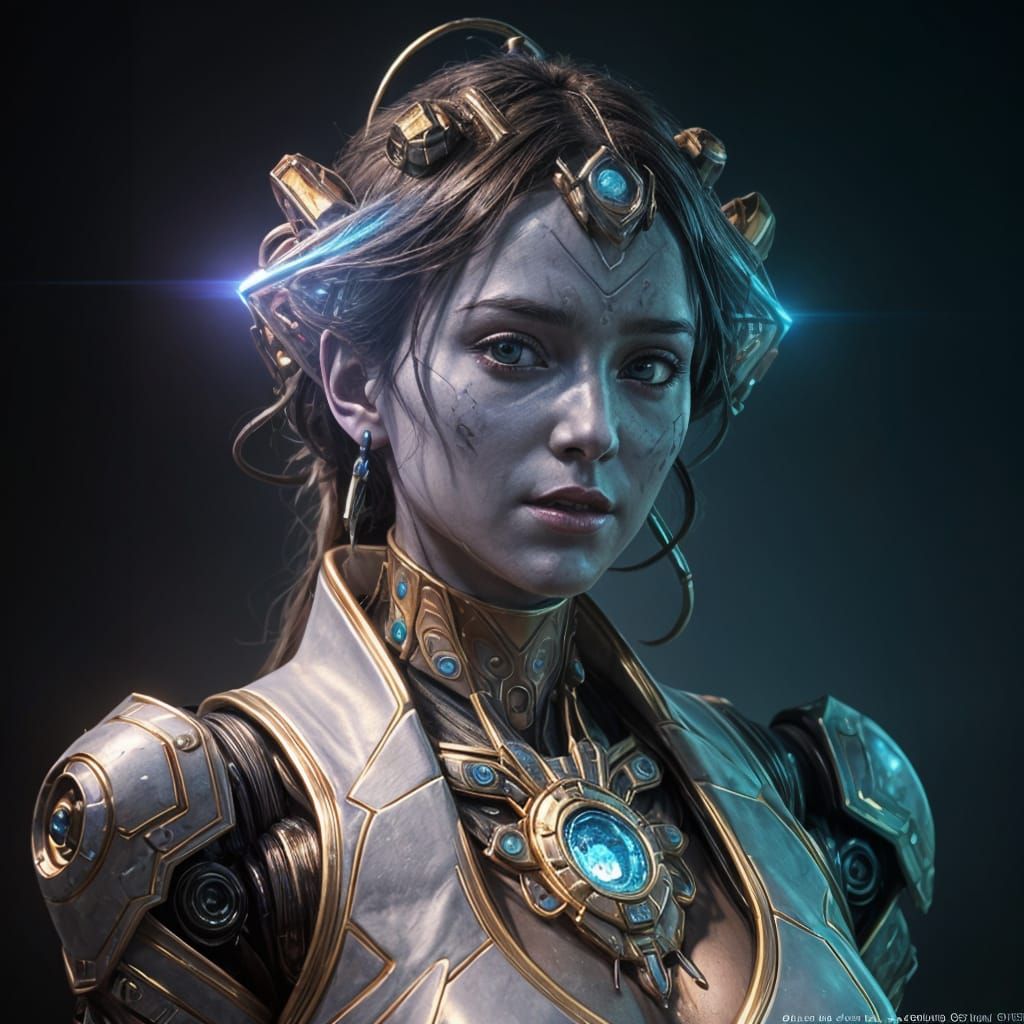Robot Genie Portrait in Hyperdetailed Digital Art