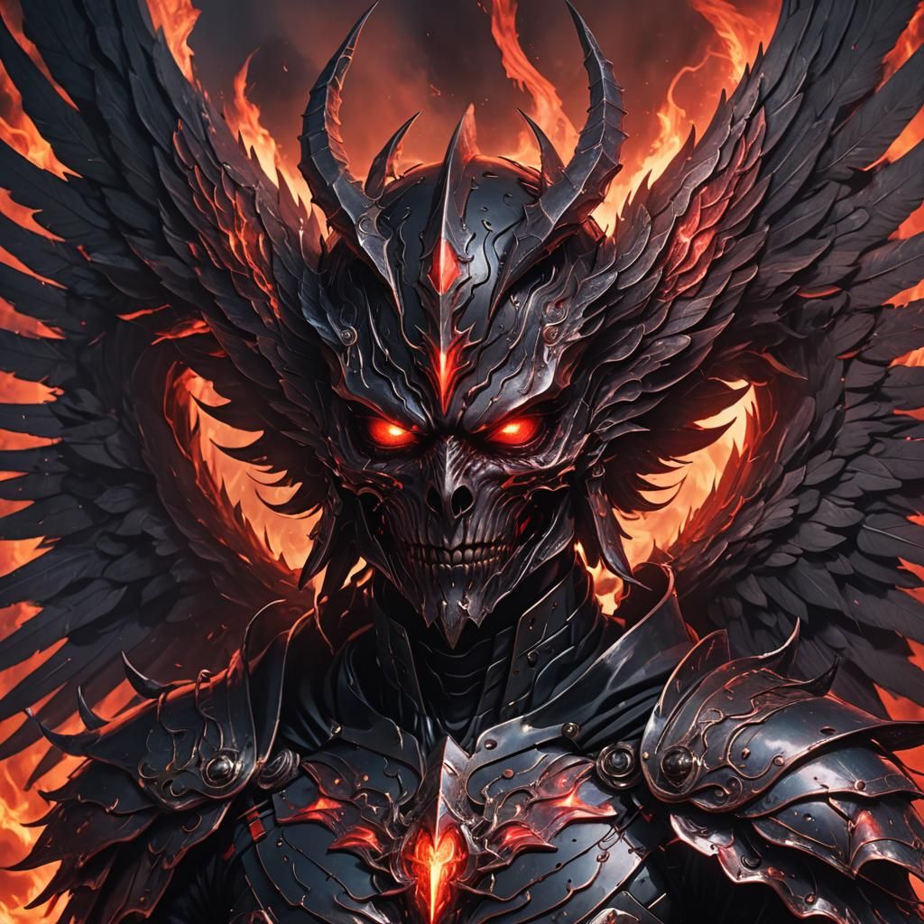 Demonic Seraphim Portrait in Dark Fantasy Anime Style