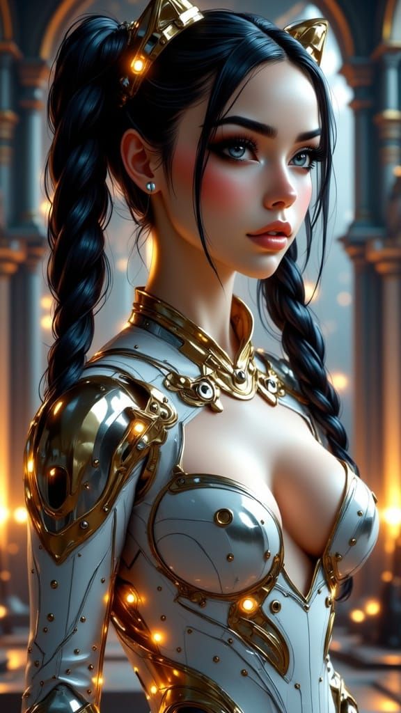 Sci-Fi Anime Portrait of Woman in Cyber-Armor