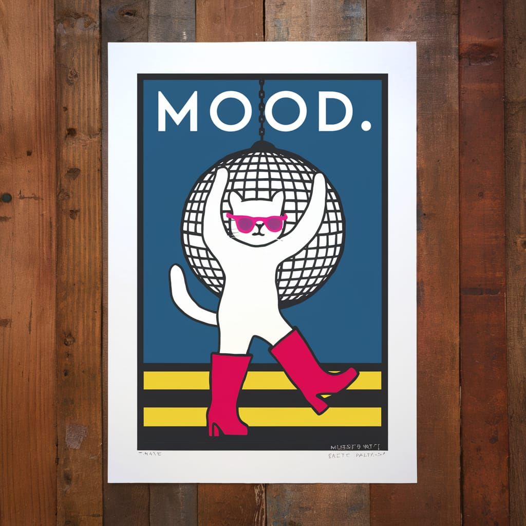 Minimalist Cat Poster in Matisse Risograph Style