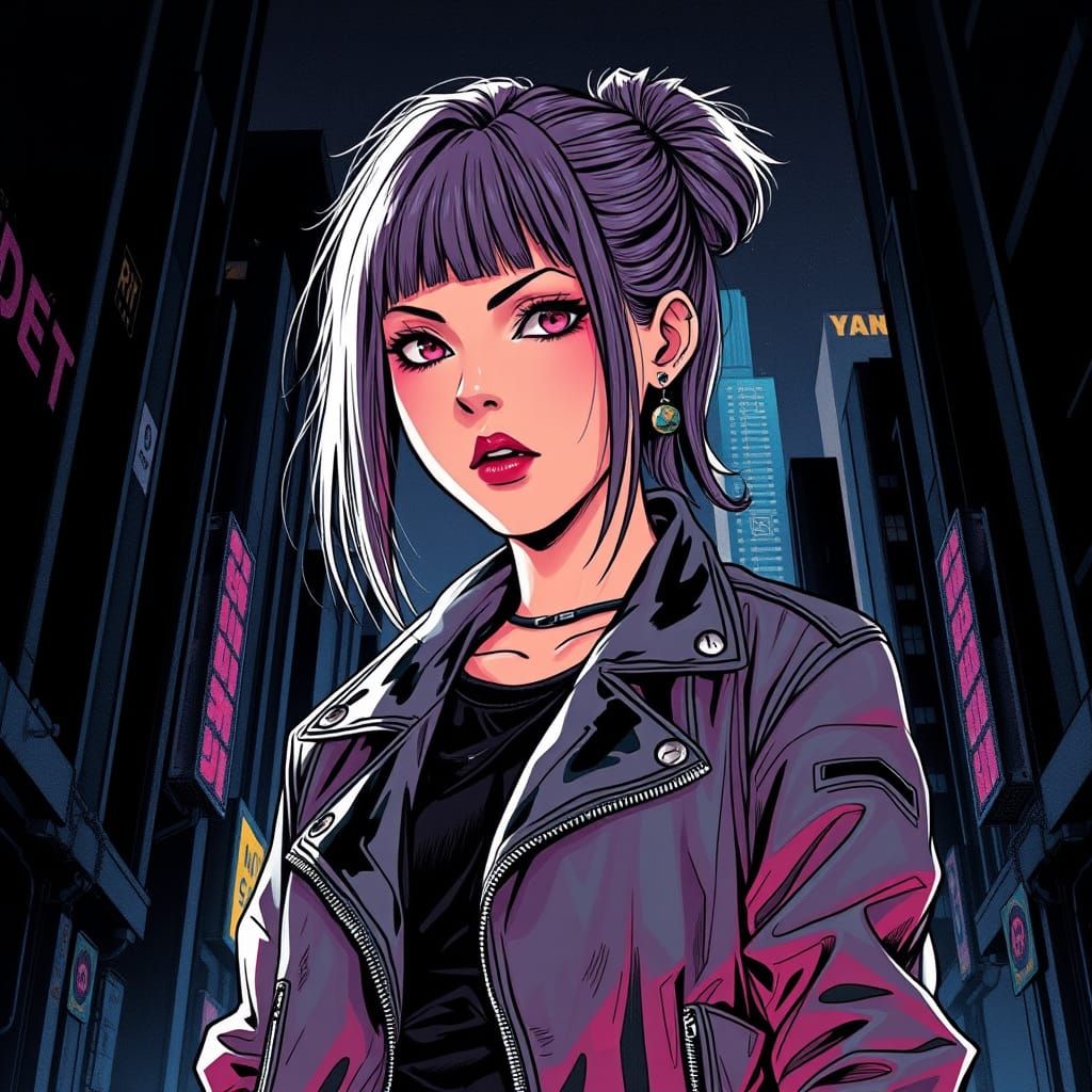 Cyberpunk Goddess in Urban Dreamscape