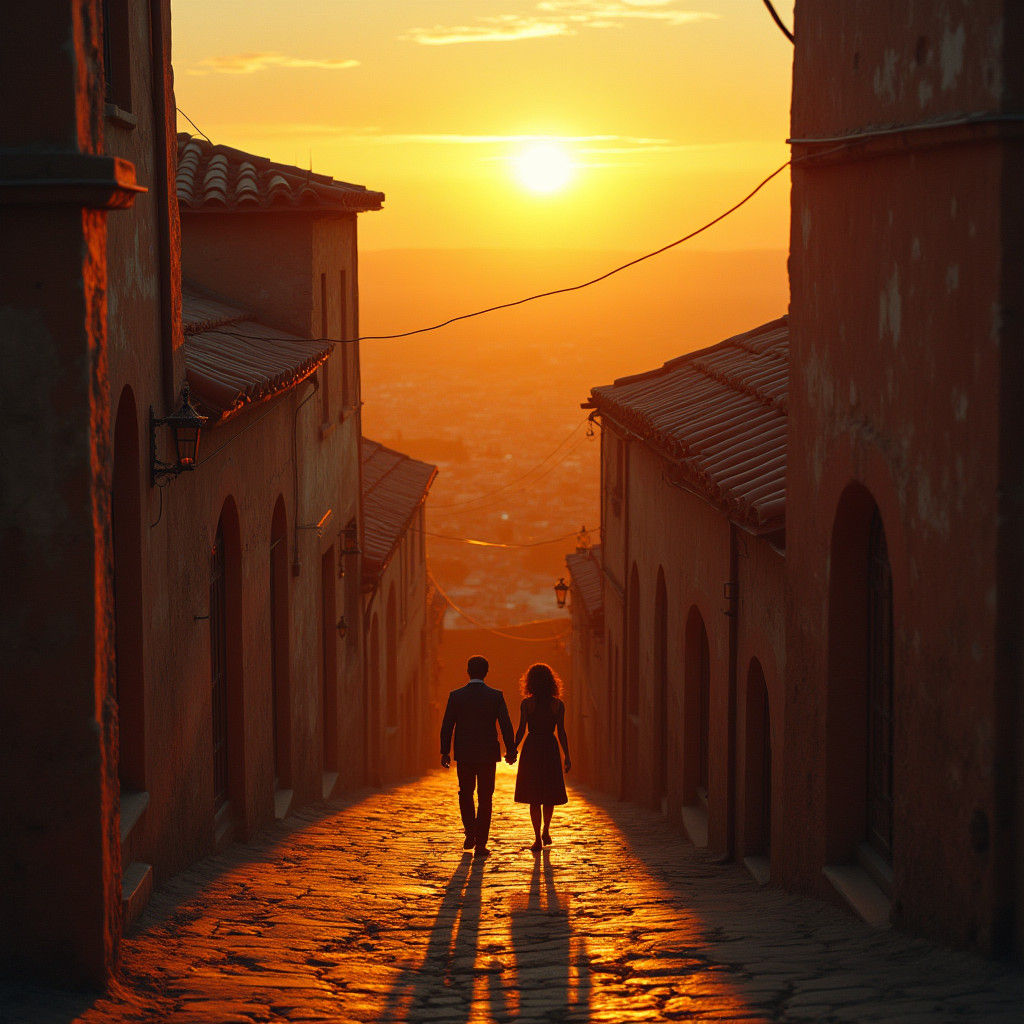 Romantic Sunset Walk in Ancient City
