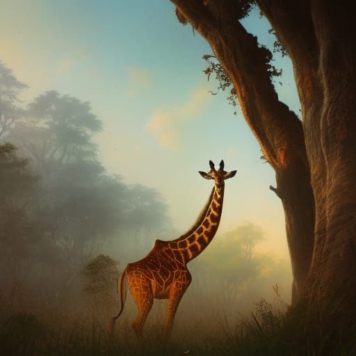 Reticulated Giraffe Concept Art in Digital Style