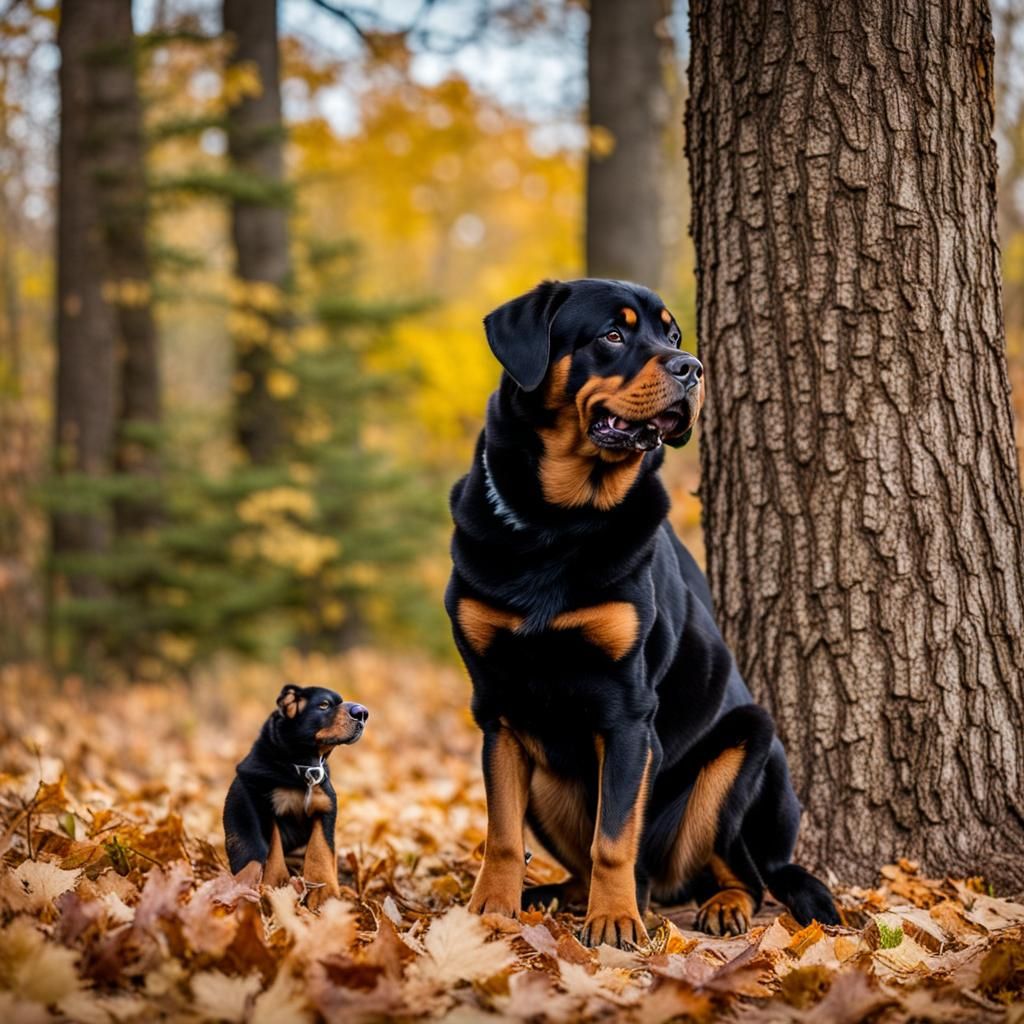 Biggie the Rottweiler Befriends a Squirrel