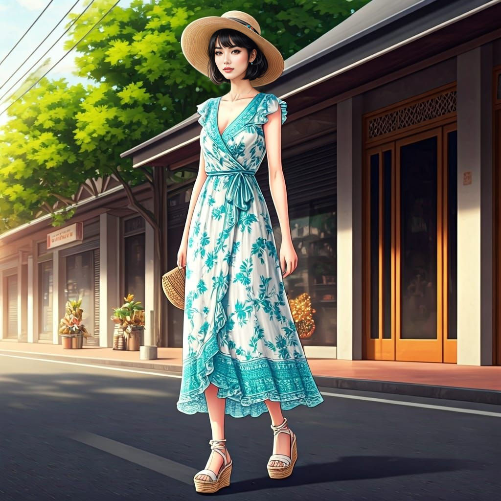 Bohemian Summer Dress in Bangkok: Anime Style