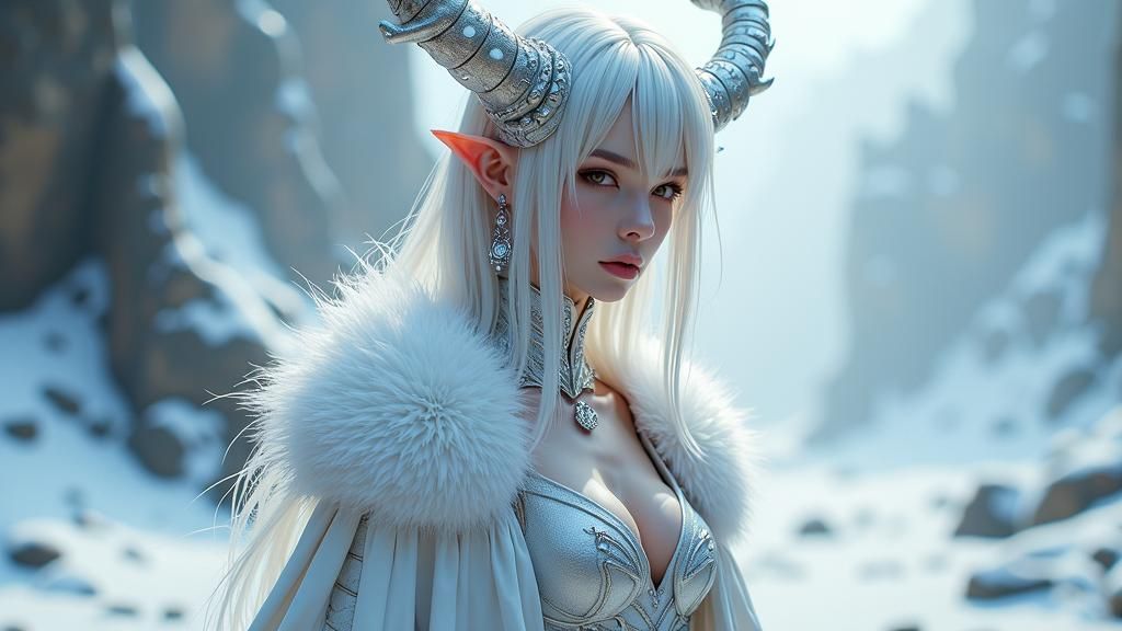 Platinum Blonde Devil Woman in 3D Anime Art