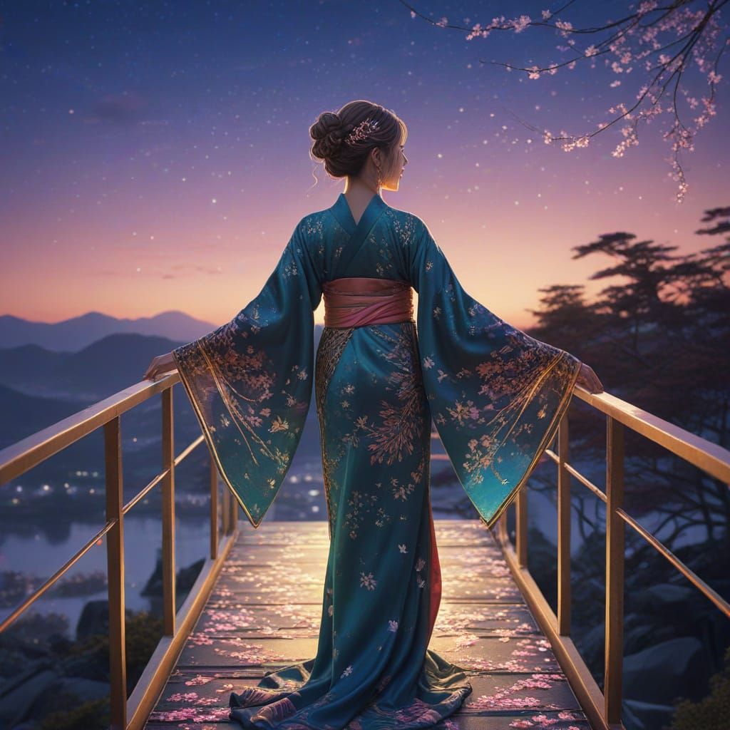 Celestial Kimono: Fantasy Art on Crystal Bridge