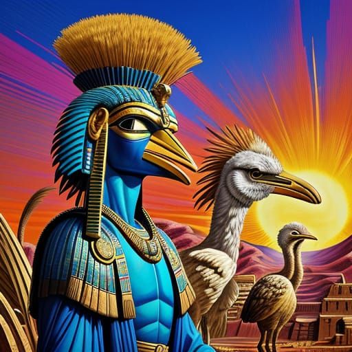 Surreal Osiris Judgment Scene in Fauvist Colors