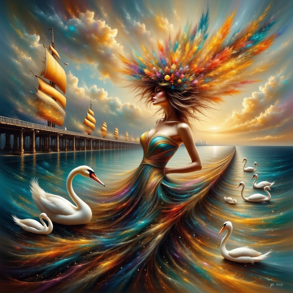 Ethereal Punk Woman in Neon Dreamscape