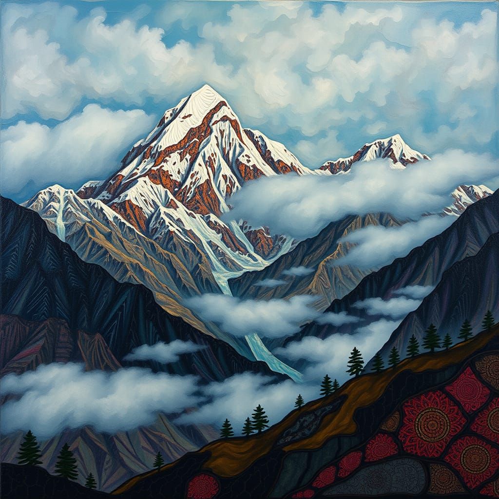 Himalayan Peaks Enveloped in Mystical Fog