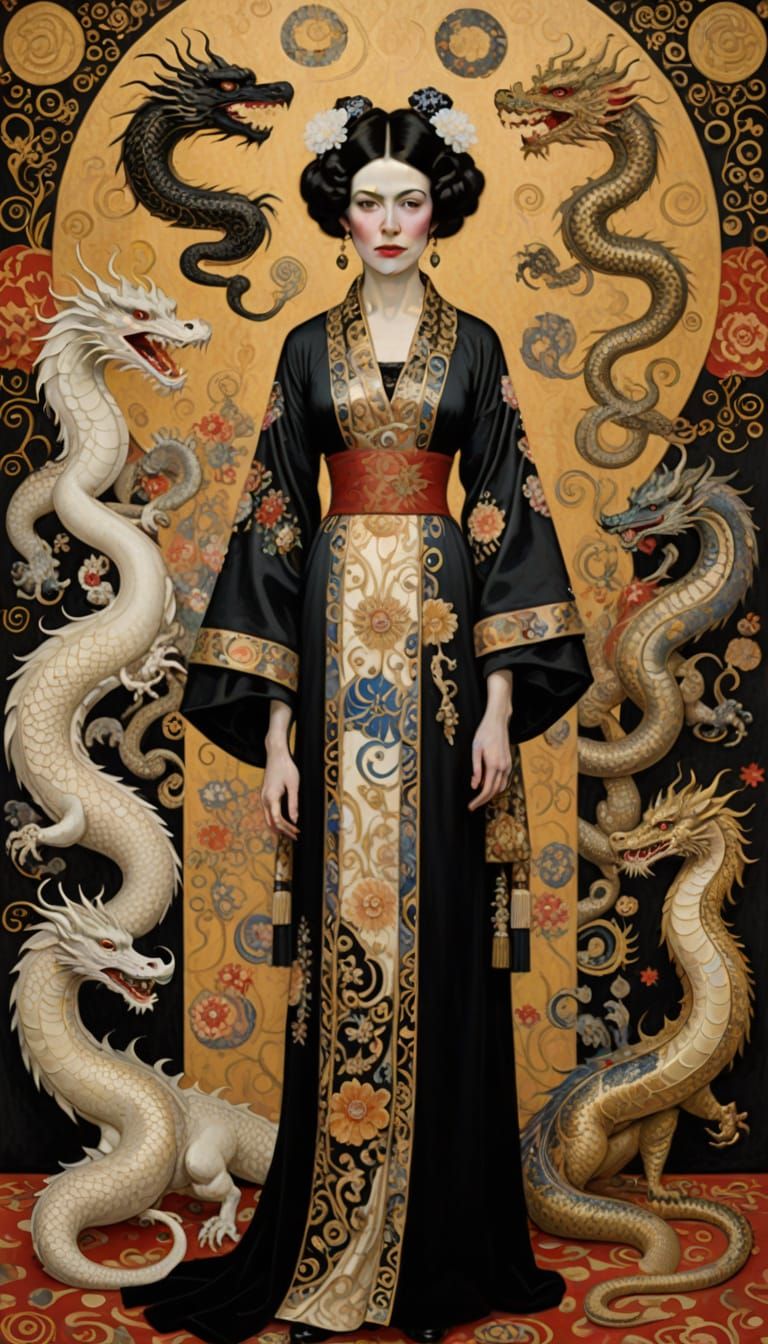 Elisabeth Lederer Portrait in Klimt's Symbolist Style