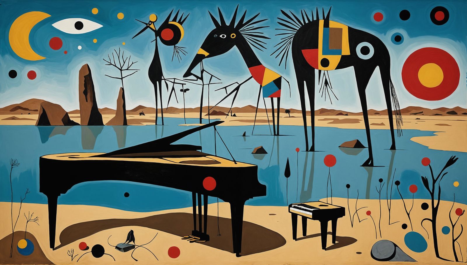 Decapitation of black horse by black piano