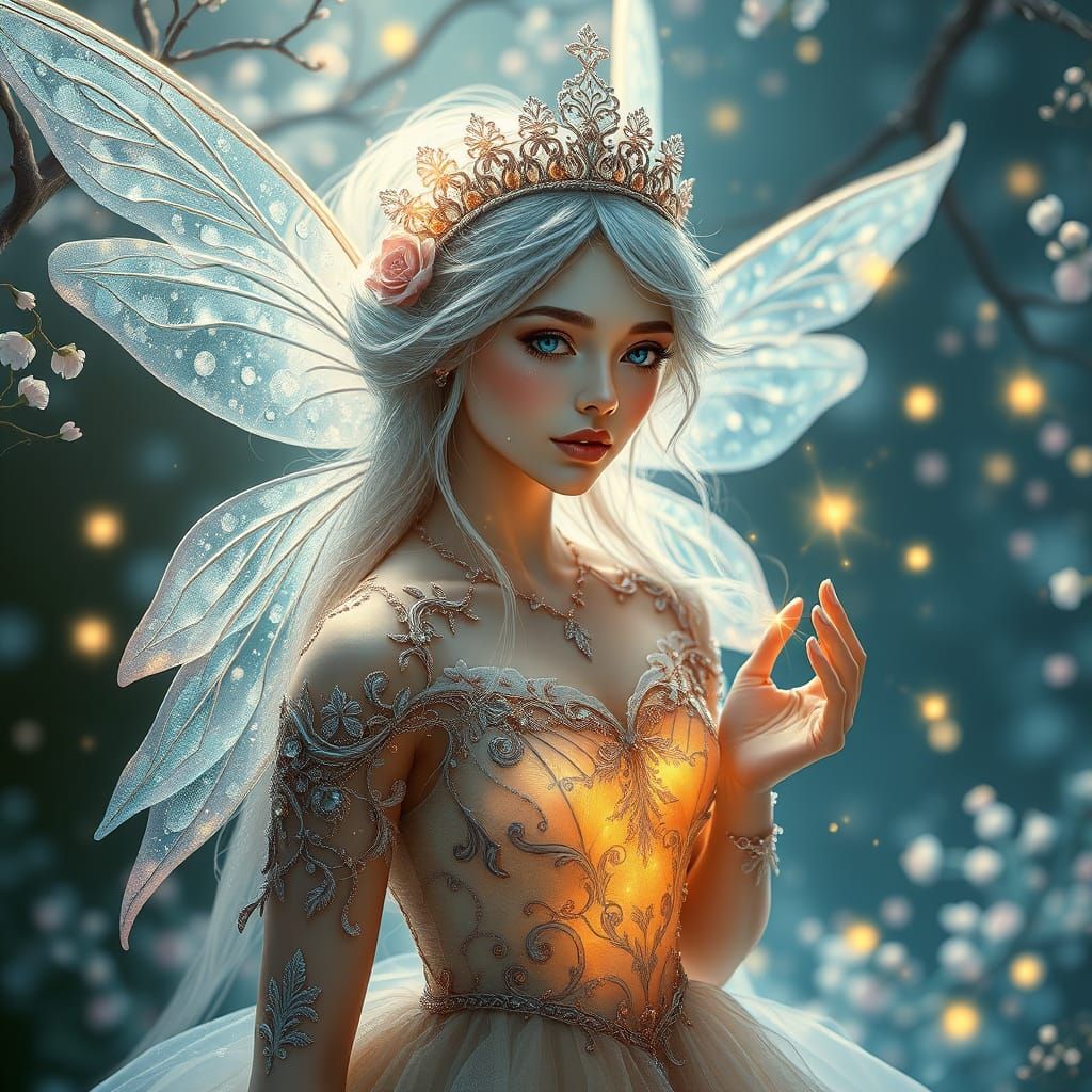 Mystical Fairy in Whimsical Crystal Realm