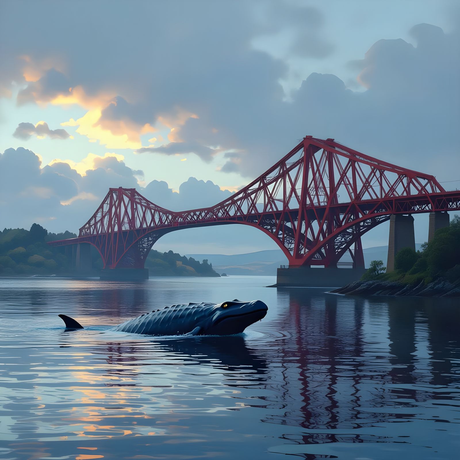 Forth Rail Bridge and Loch Ness Monster Art