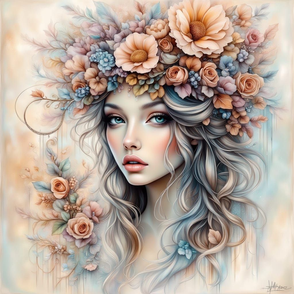 Romantic woman, flowers