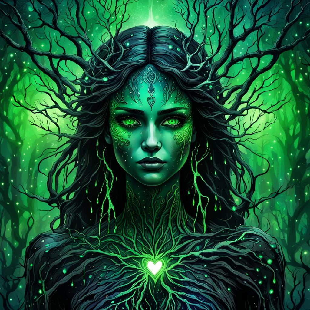 Goddess of Lightning and Shadows in Cosmic Style