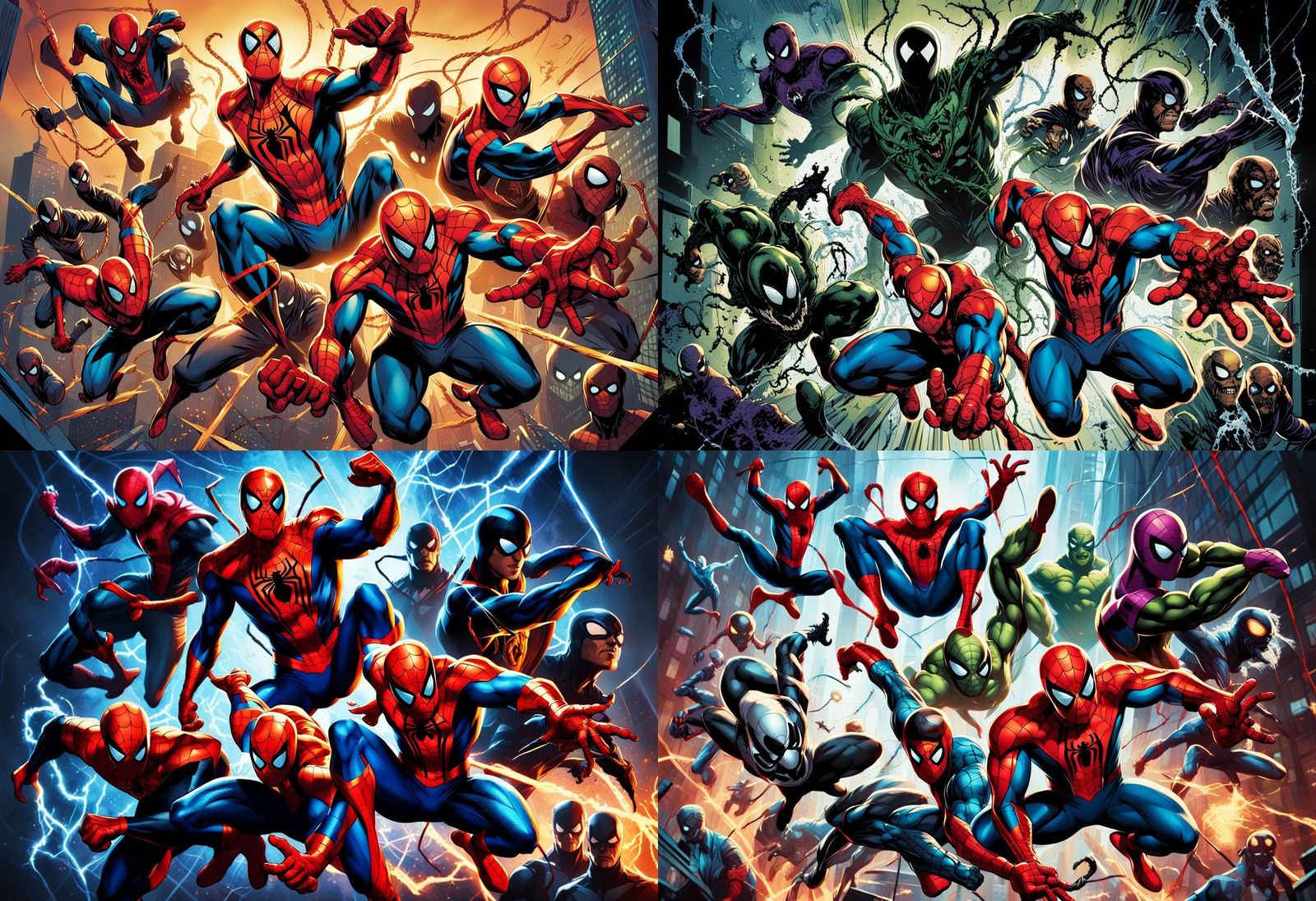 Spider-Man Characters in Dynamic Comic Art Scene