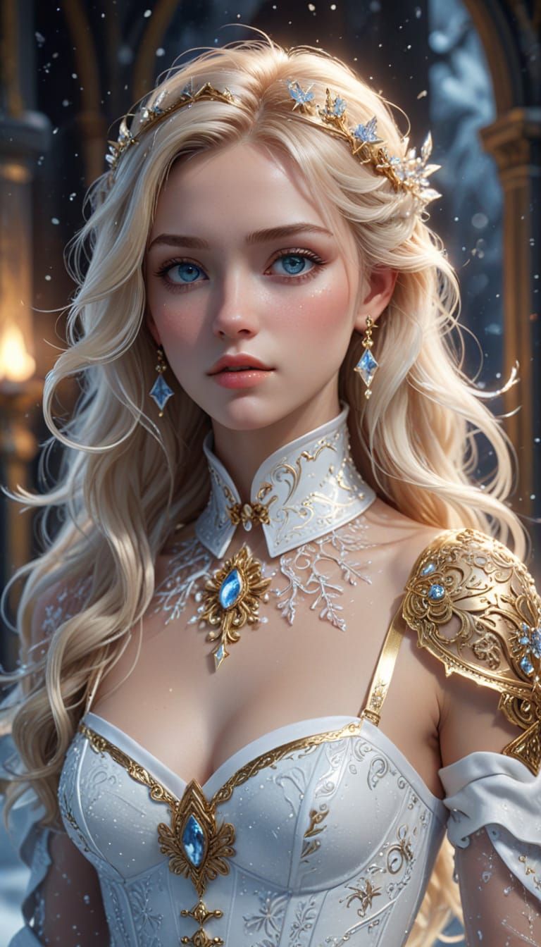 Regal Fantasy Queen with Icy Aura